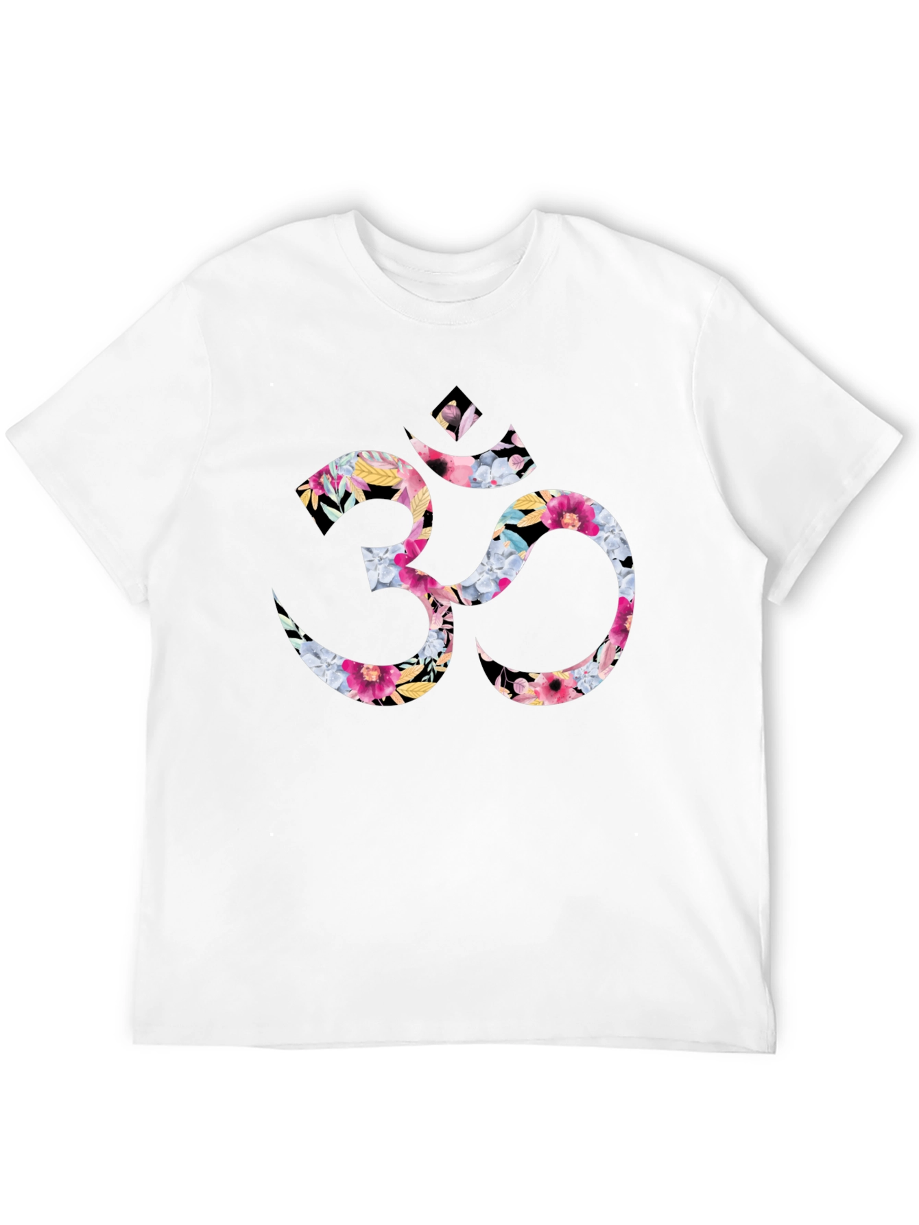 Floral Om Symbol Black T-Shirt