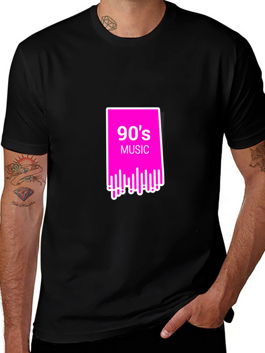 90s Music Graphic Tee - Retro Style Black T-Shirt