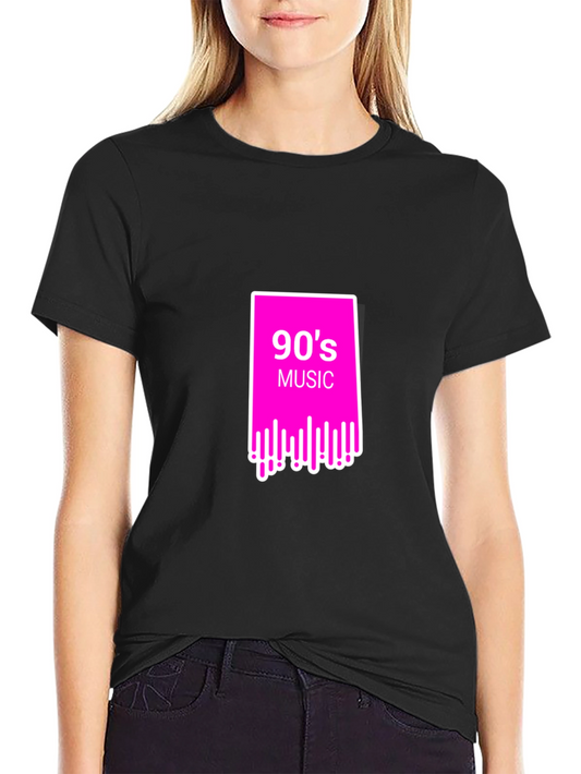 90s Music Graphic Tee - Retro Style Black T-Shirt