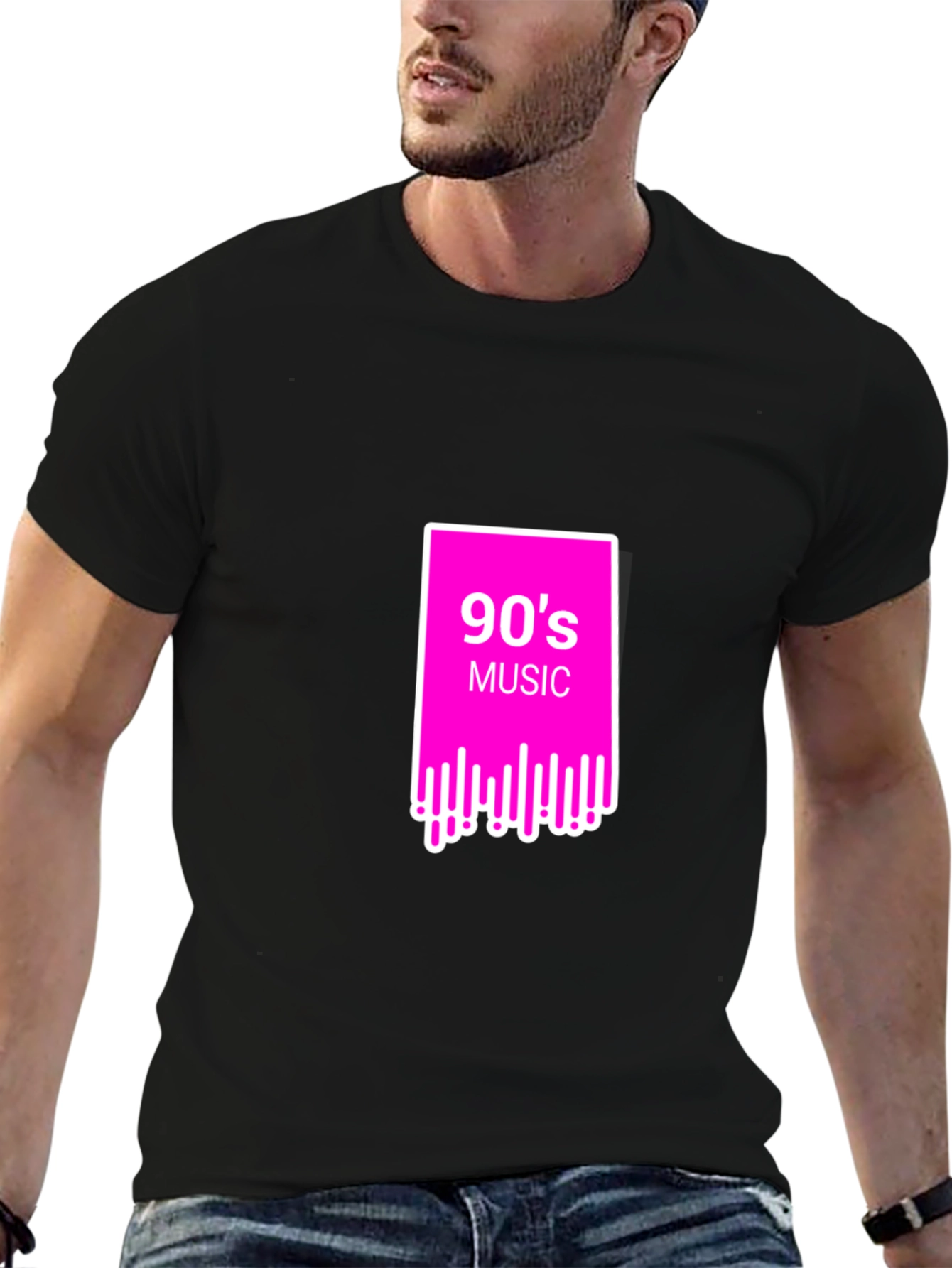 90s Music Graphic Tee - Retro Style Black T-Shirt