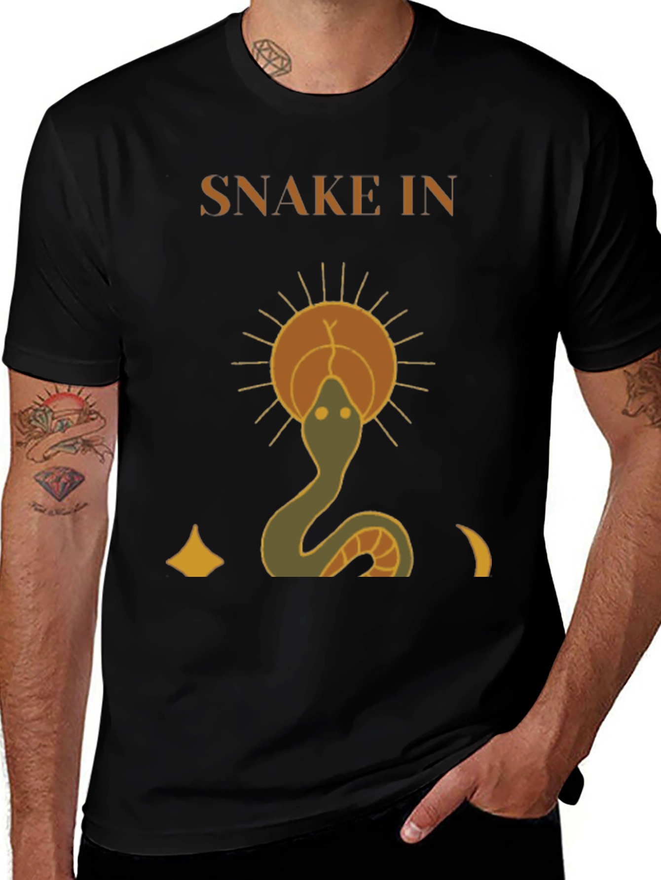 Snake In The Sun Graphic Tee - Mystical Design