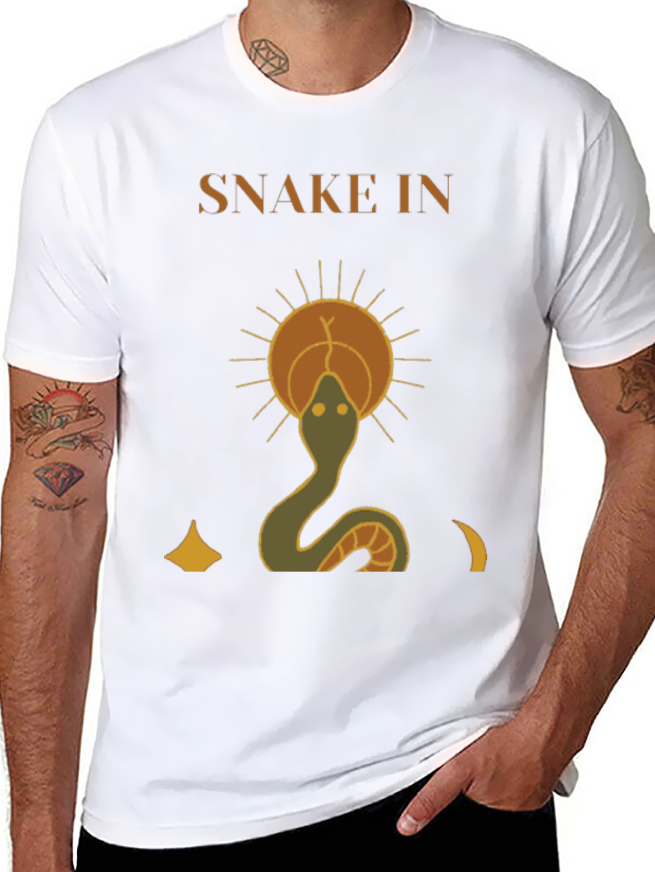 Snake In The Sun Graphic Tee - Mystical Design