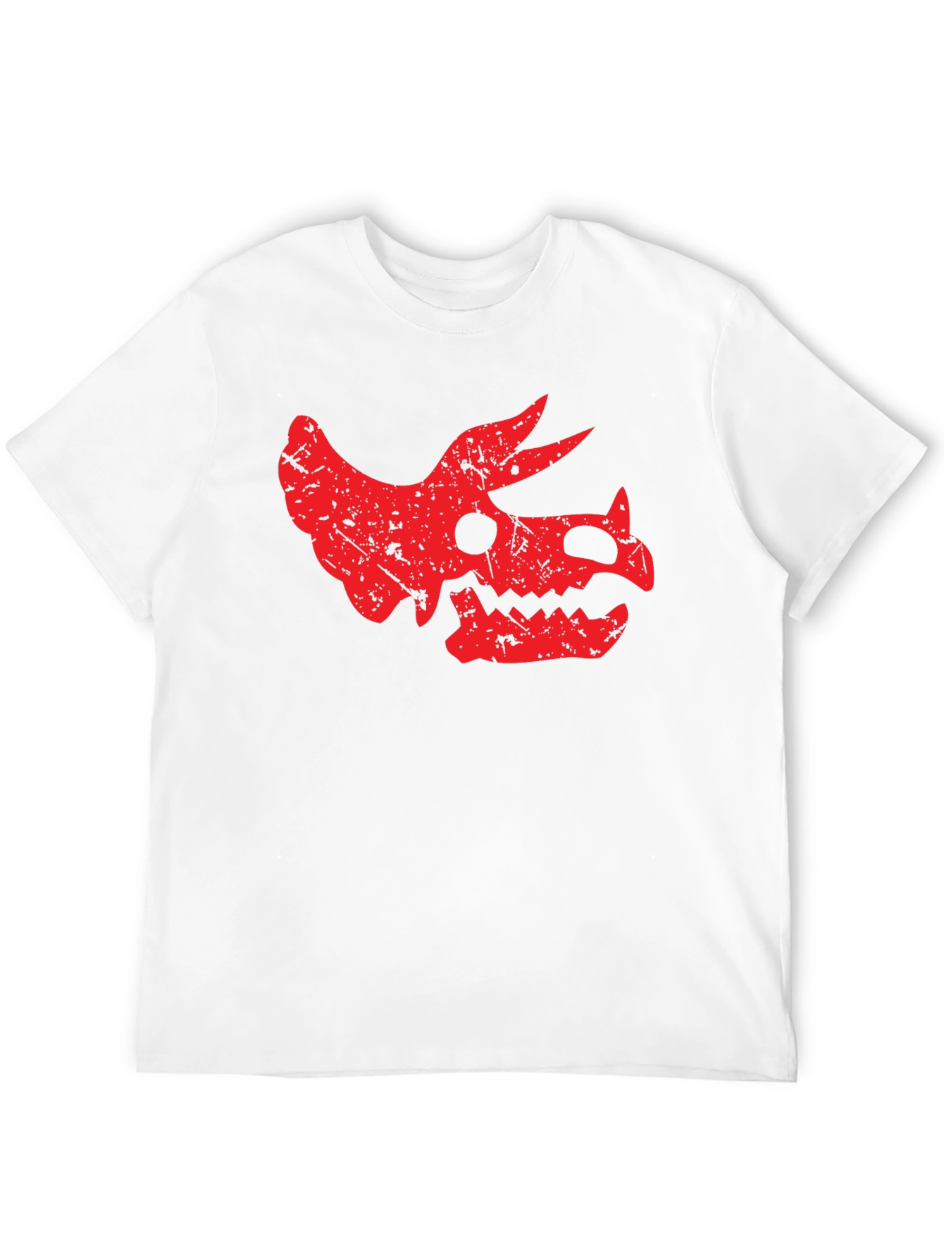 Dinosaur Skull Graphic Tee - Black Cotton T-Shirt