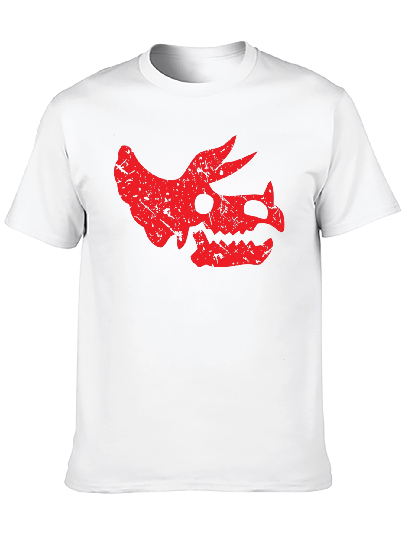Dinosaur Skull Graphic Tee - Black Cotton T-Shirt