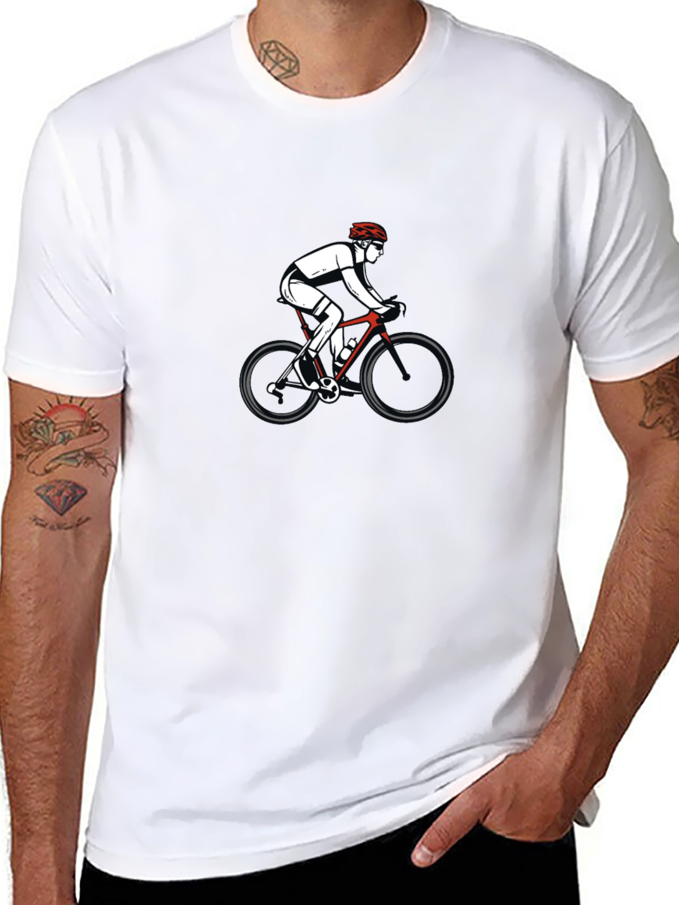Mens Black Graphic T-Shirt - Cycling Design