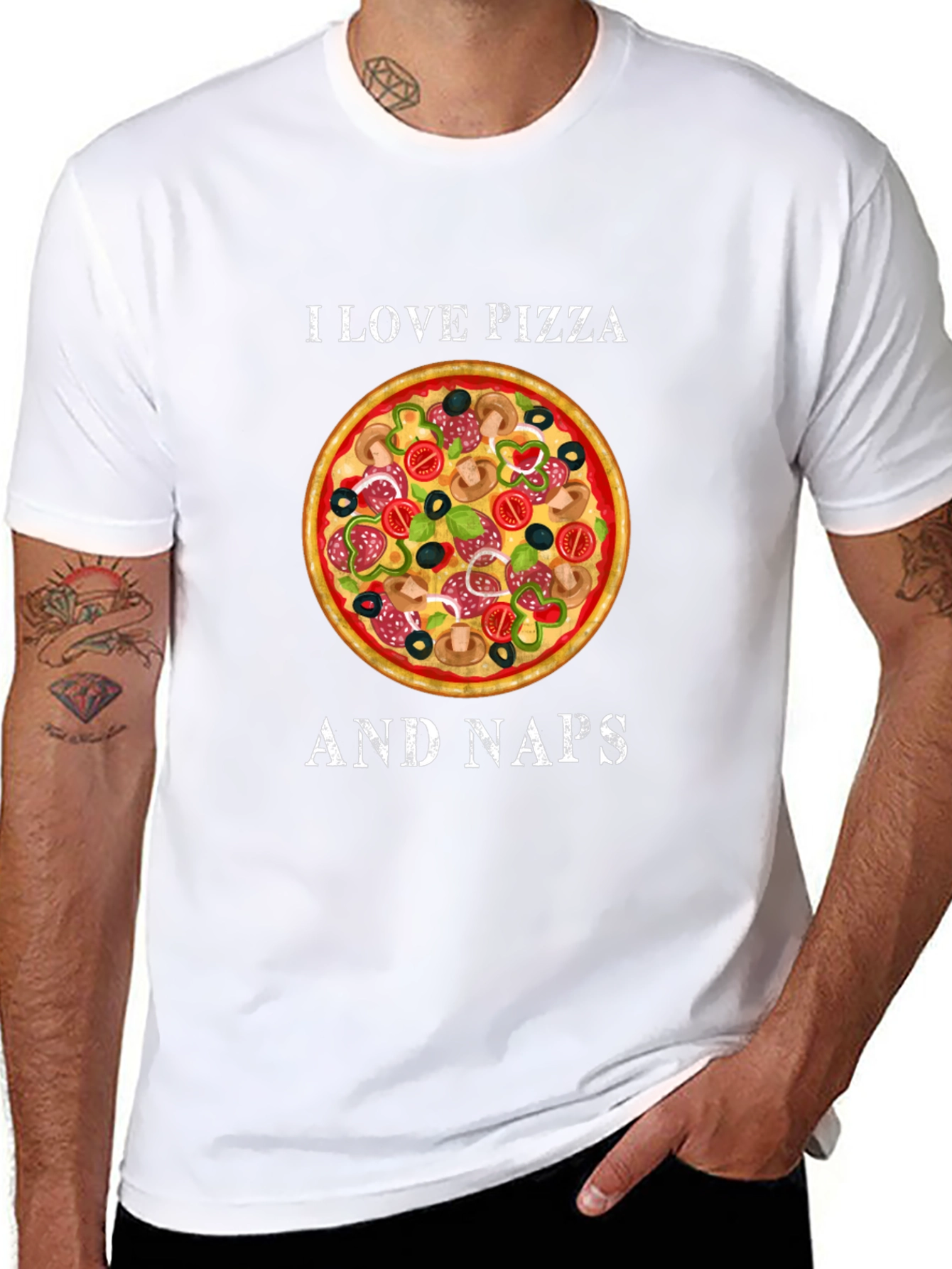 I Love Pizza and Naps Black Graphic T-Shirt