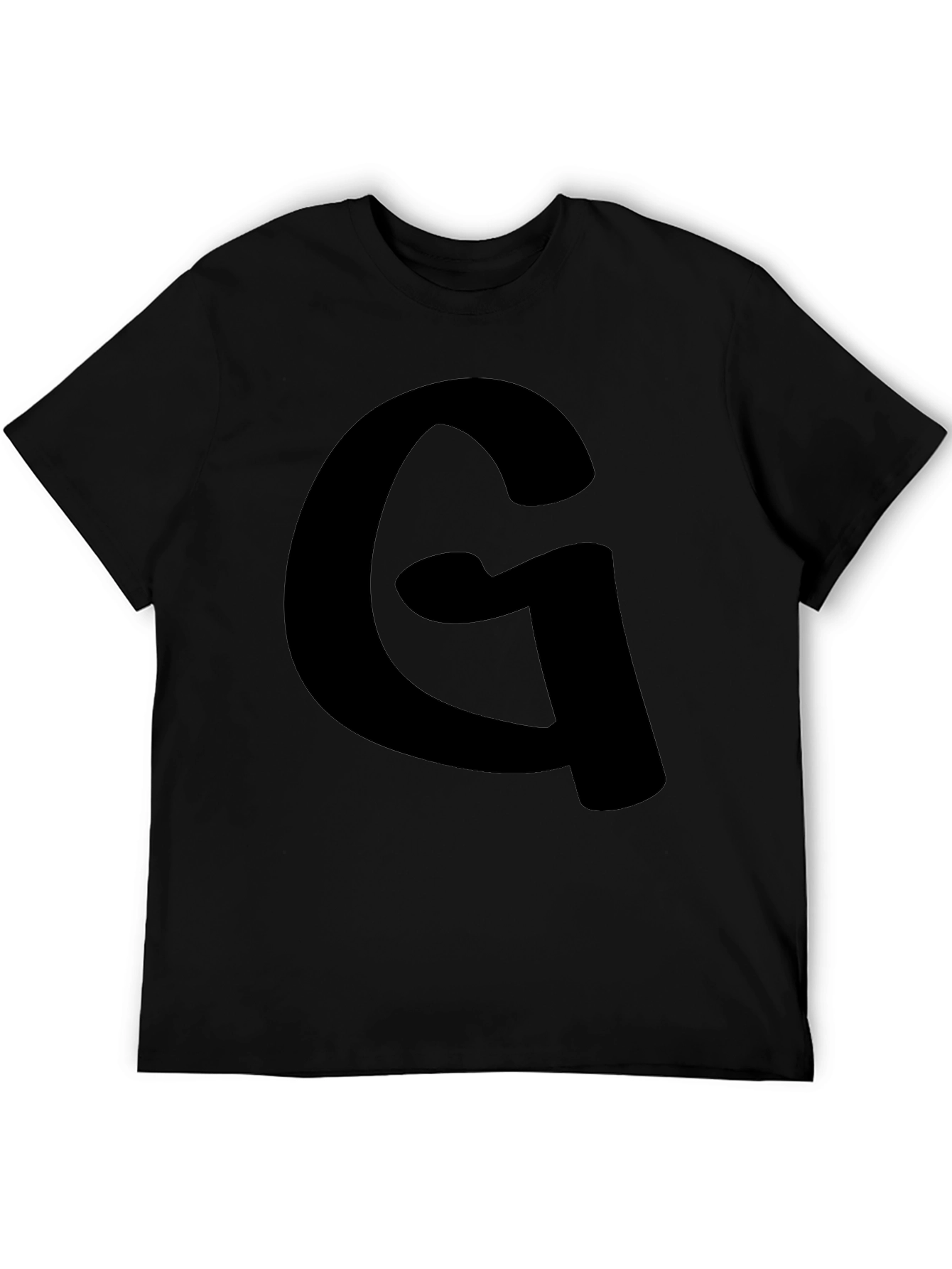 Mens Black T-Shirt with Letter G Graphic