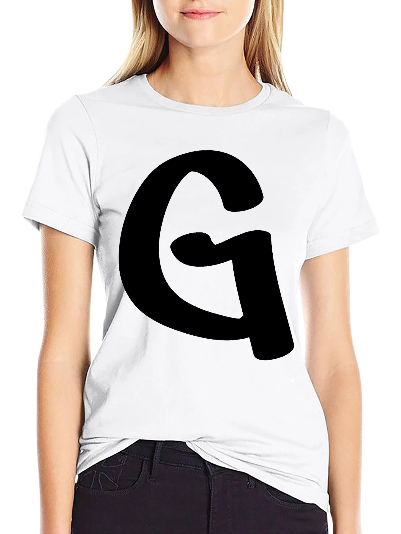 Mens Black T-Shirt with Letter G Graphic