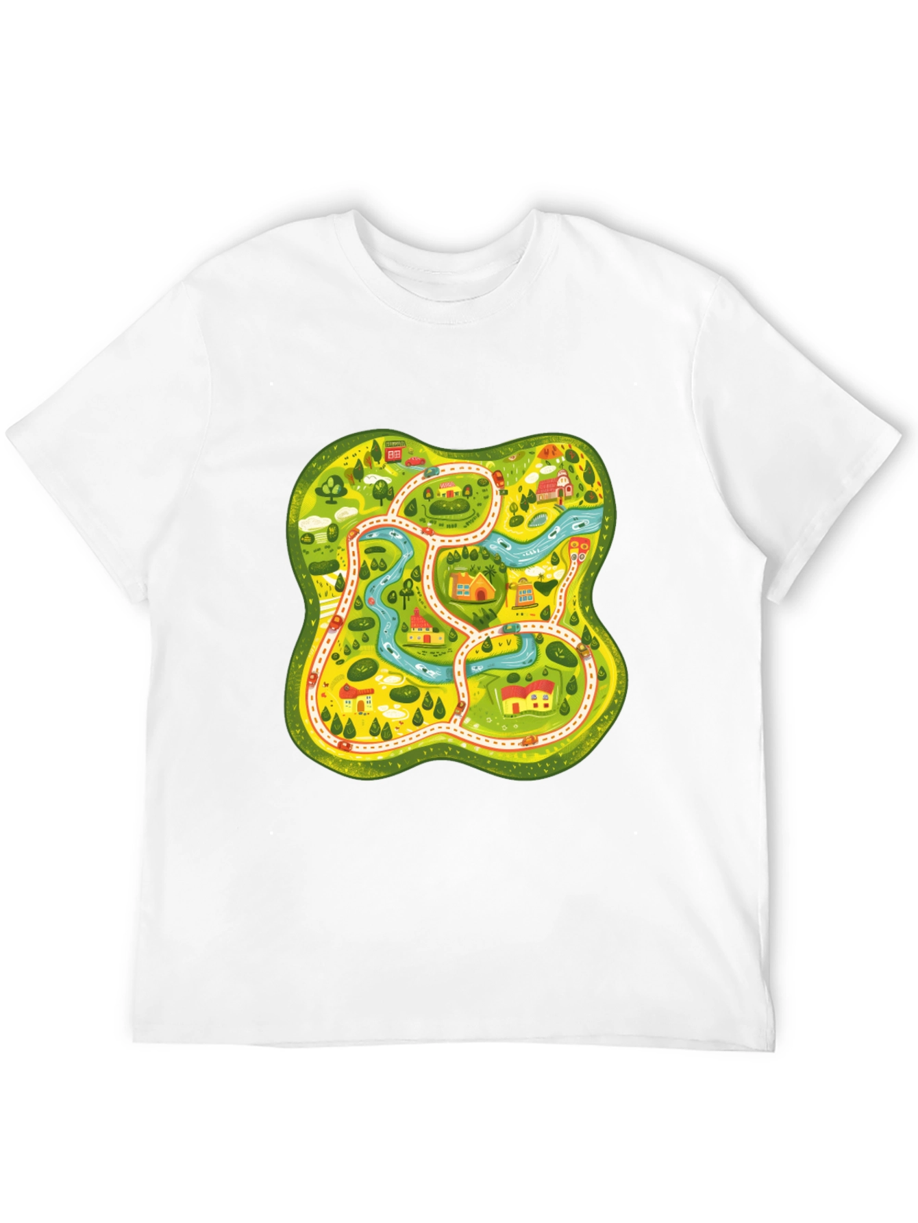 Fun Map Graphic Tee - Black Cotton T-Shirt