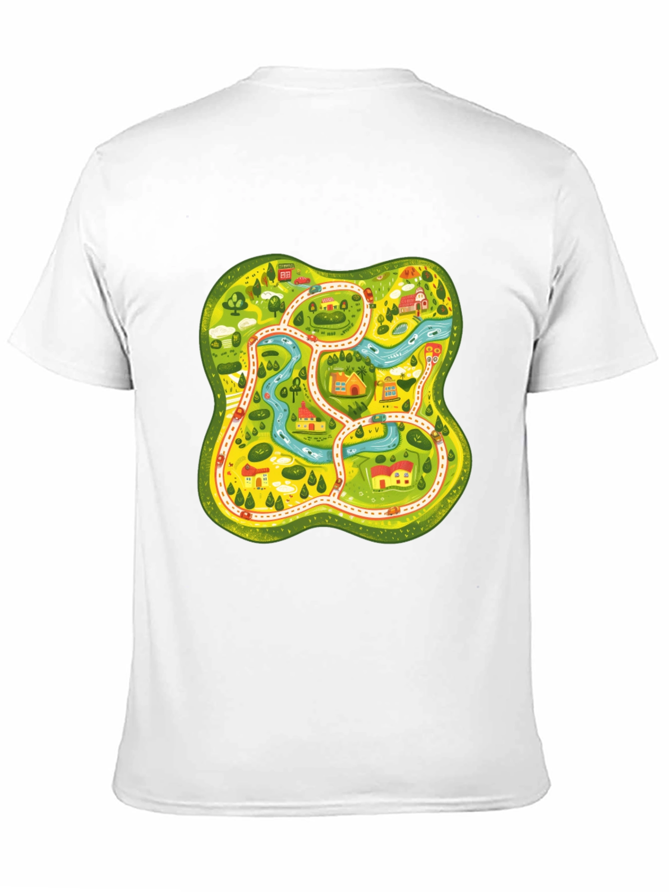 Fun Map Graphic Tee - Black Cotton T-Shirt