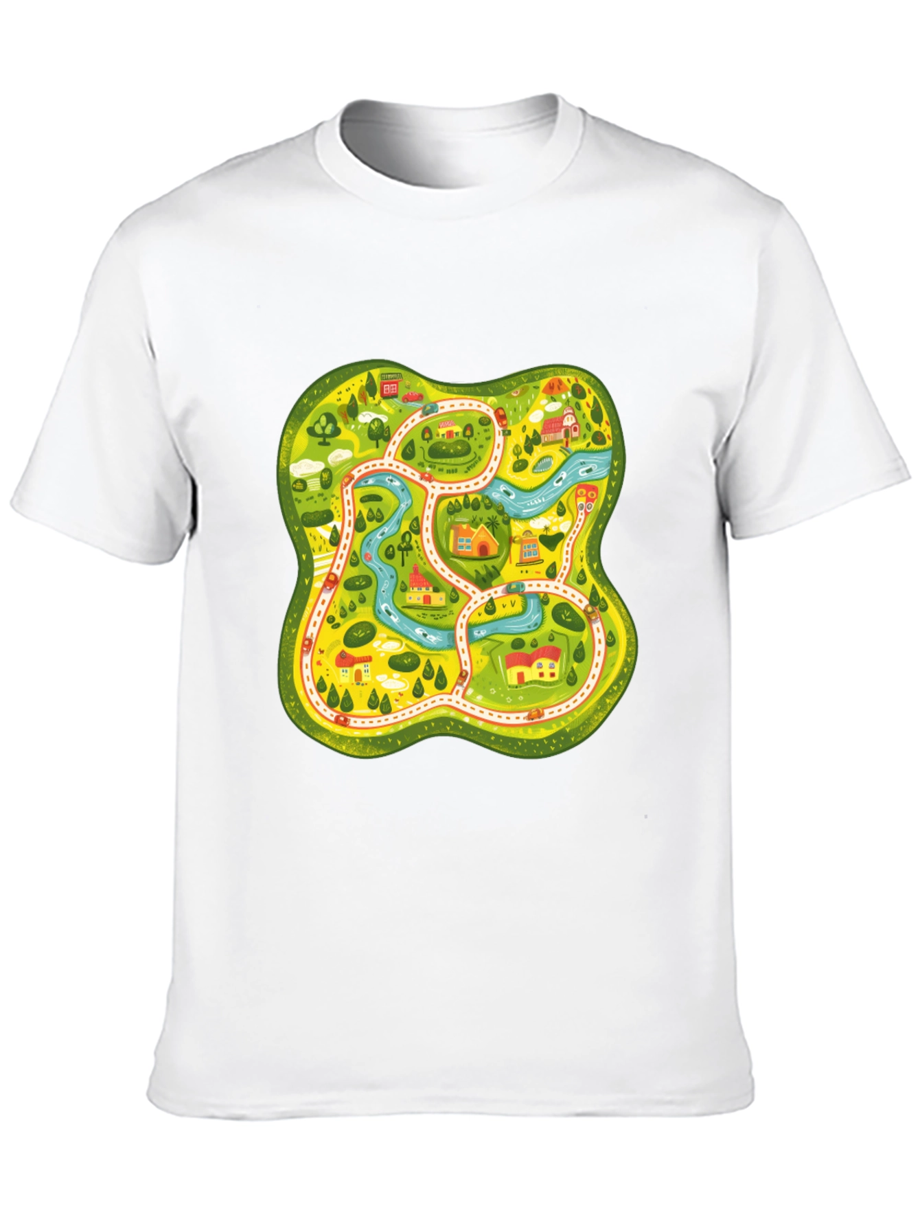 Fun Map Graphic Tee - Black Cotton T-Shirt