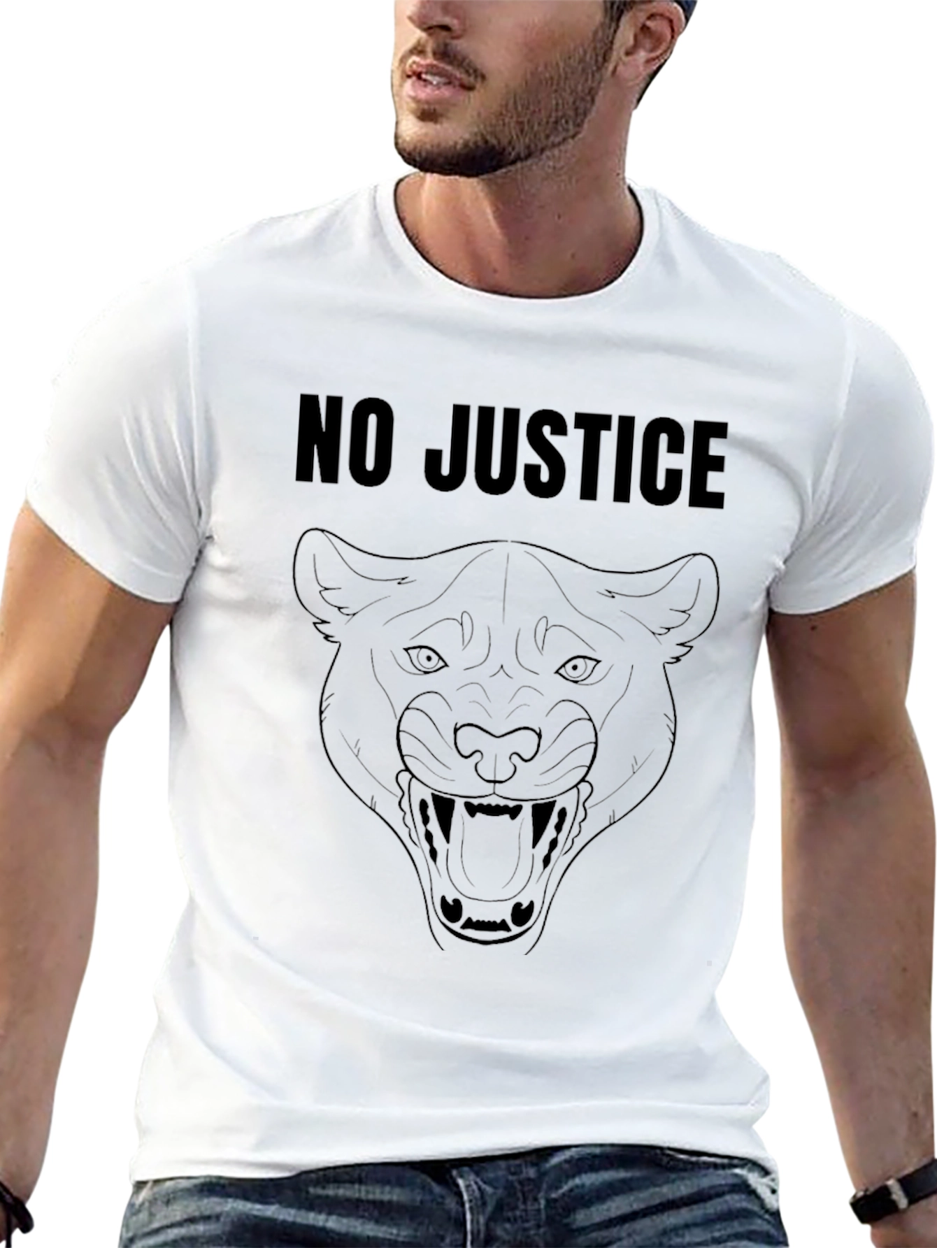 No Justice Panther Graphic Black T-Shirt