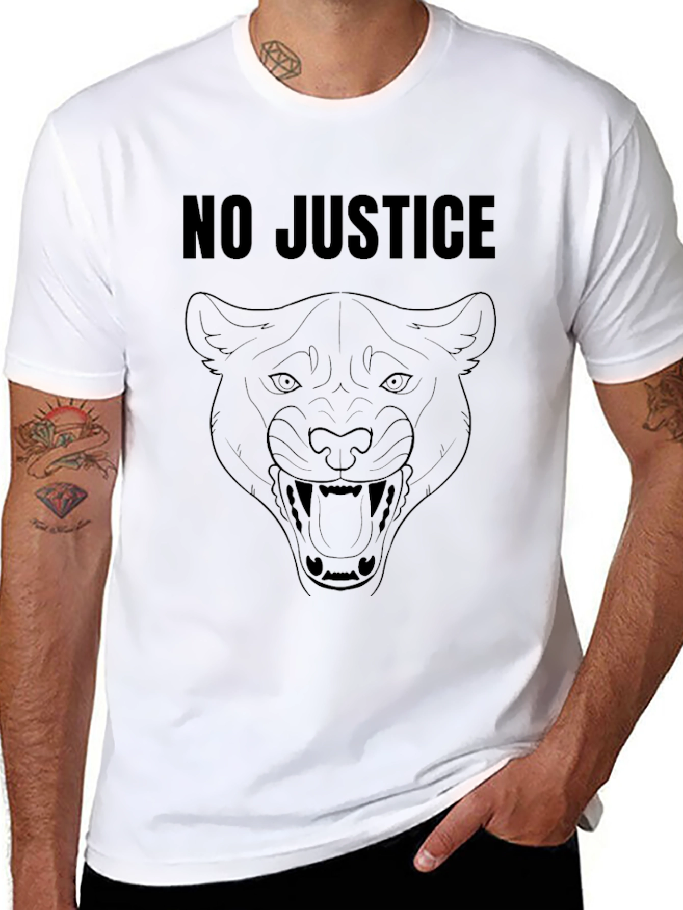 No Justice Panther Graphic Black T-Shirt