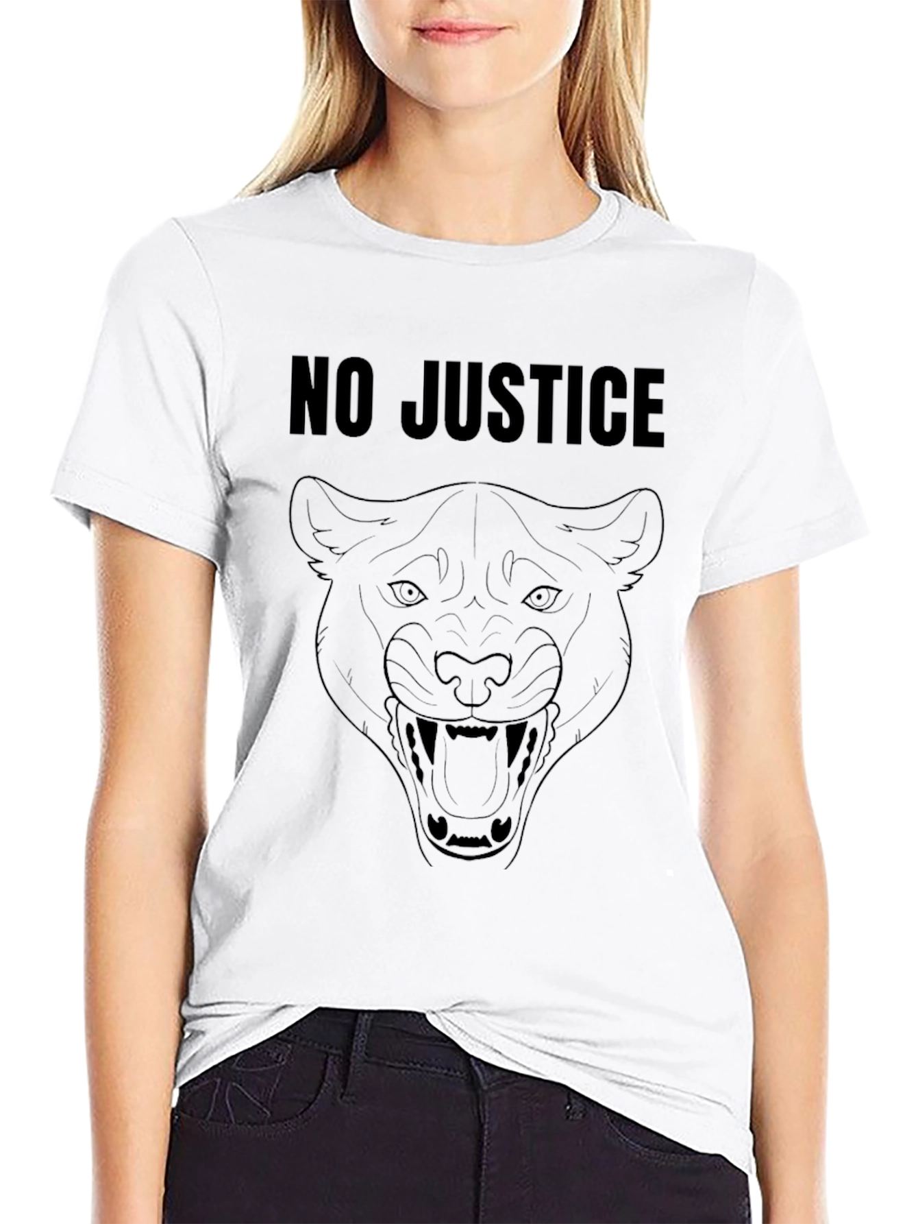 No Justice Panther Graphic Black T-Shirt
