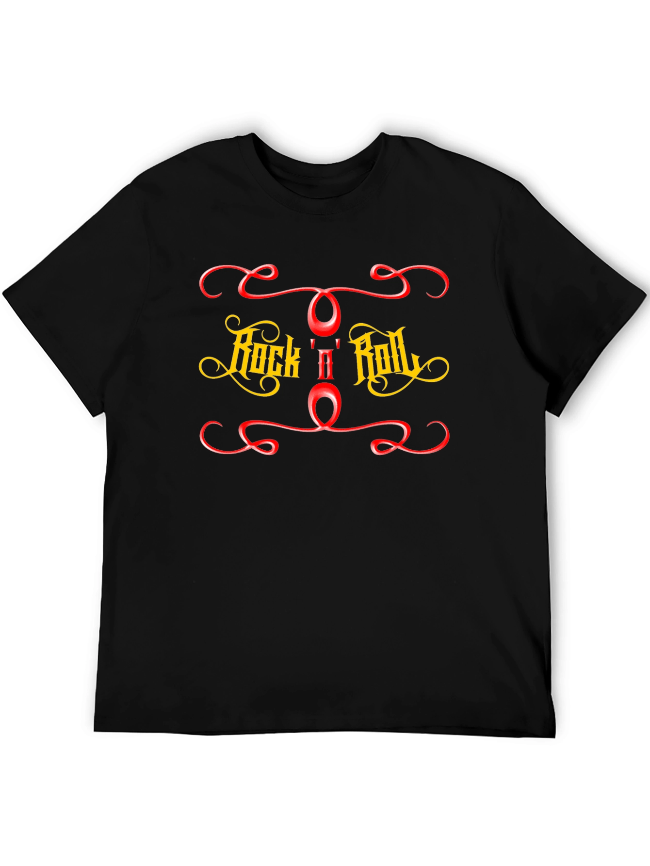 Rock n Roll Graphic Print Black T-Shirt