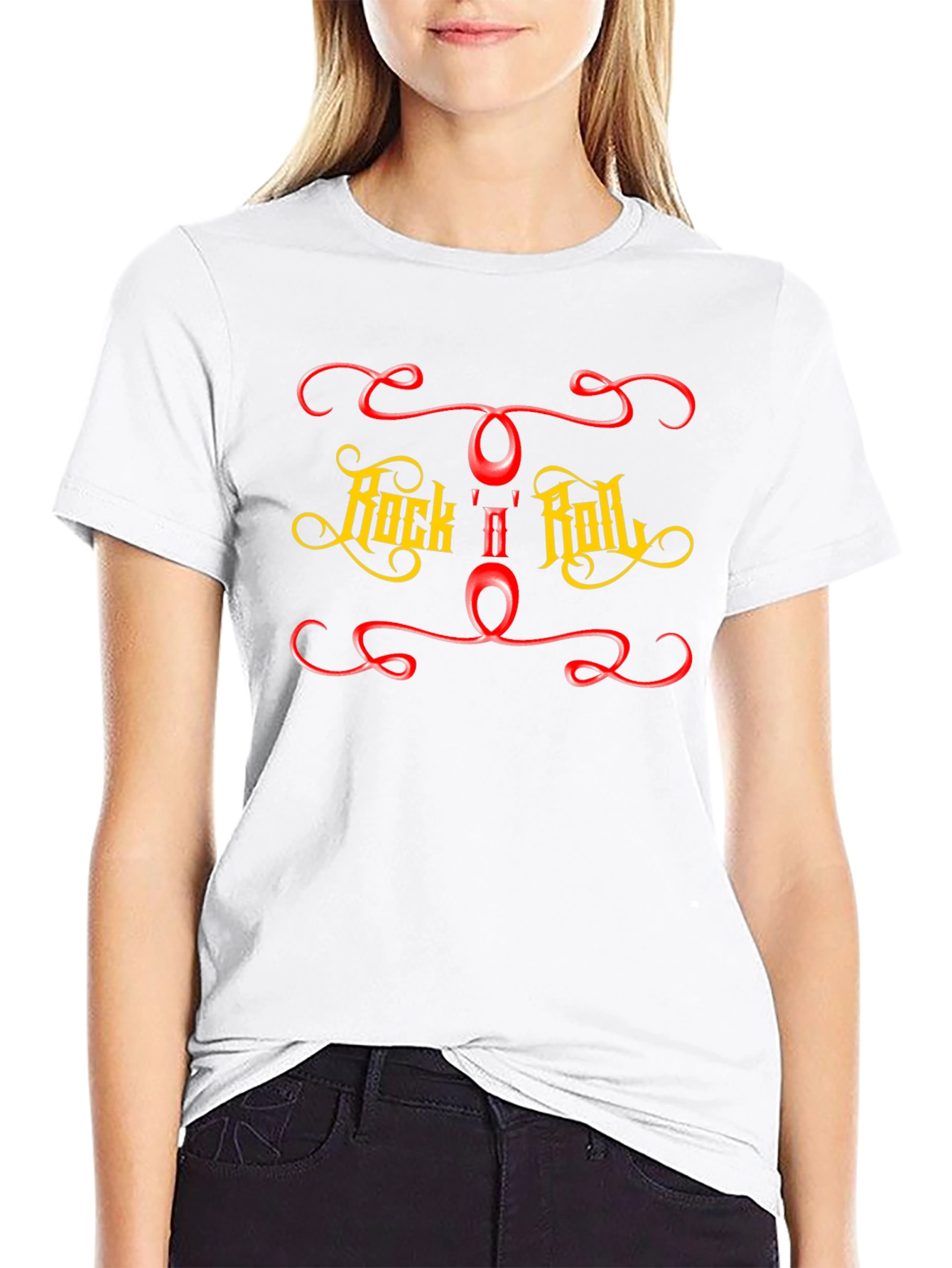 Rock n Roll Graphic Print Black T-Shirt