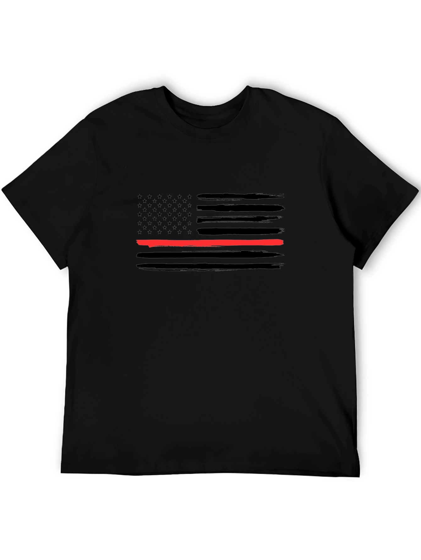 Thin Red Line American Flag Black T-Shirt