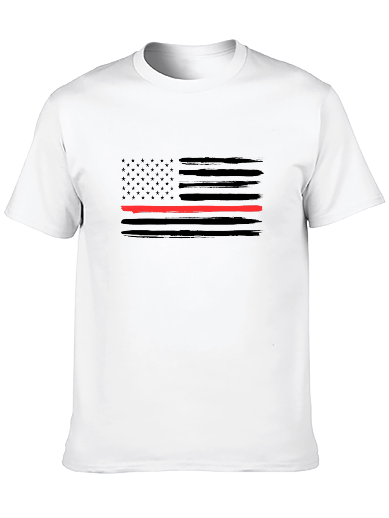 Thin Red Line American Flag Black T-Shirt