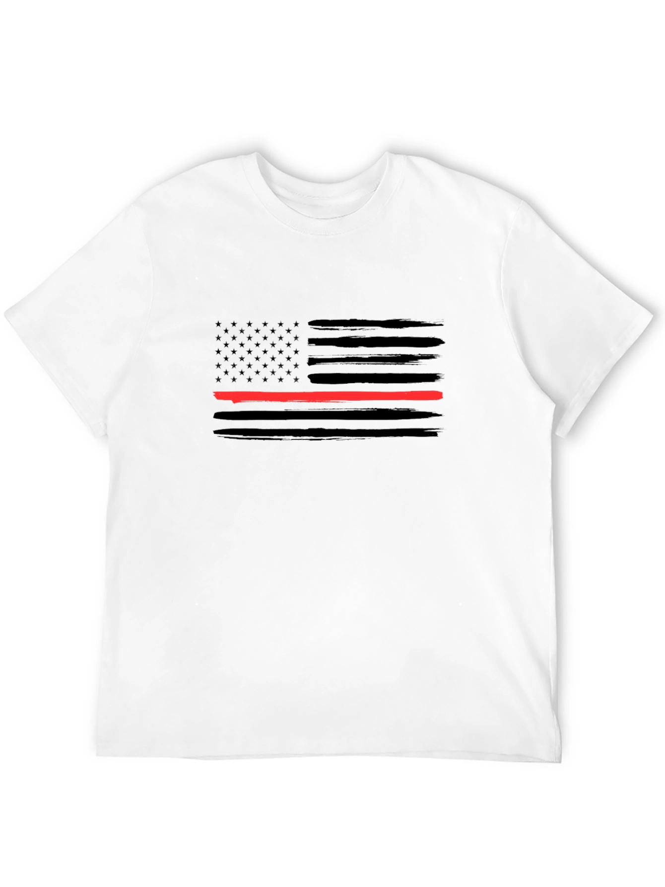 Thin Red Line American Flag Black T-Shirt