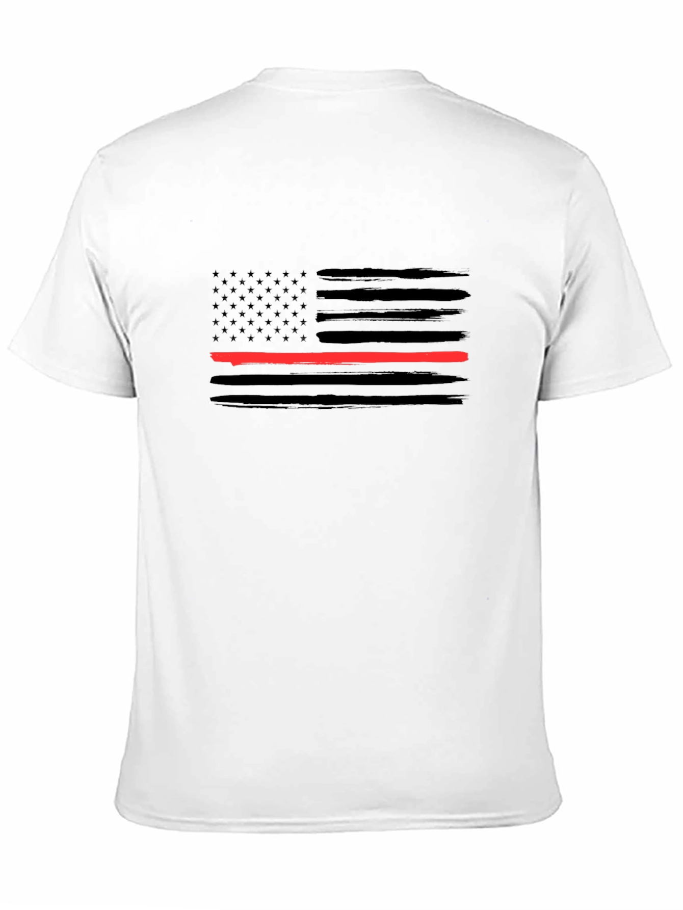 Thin Red Line American Flag Black T-Shirt