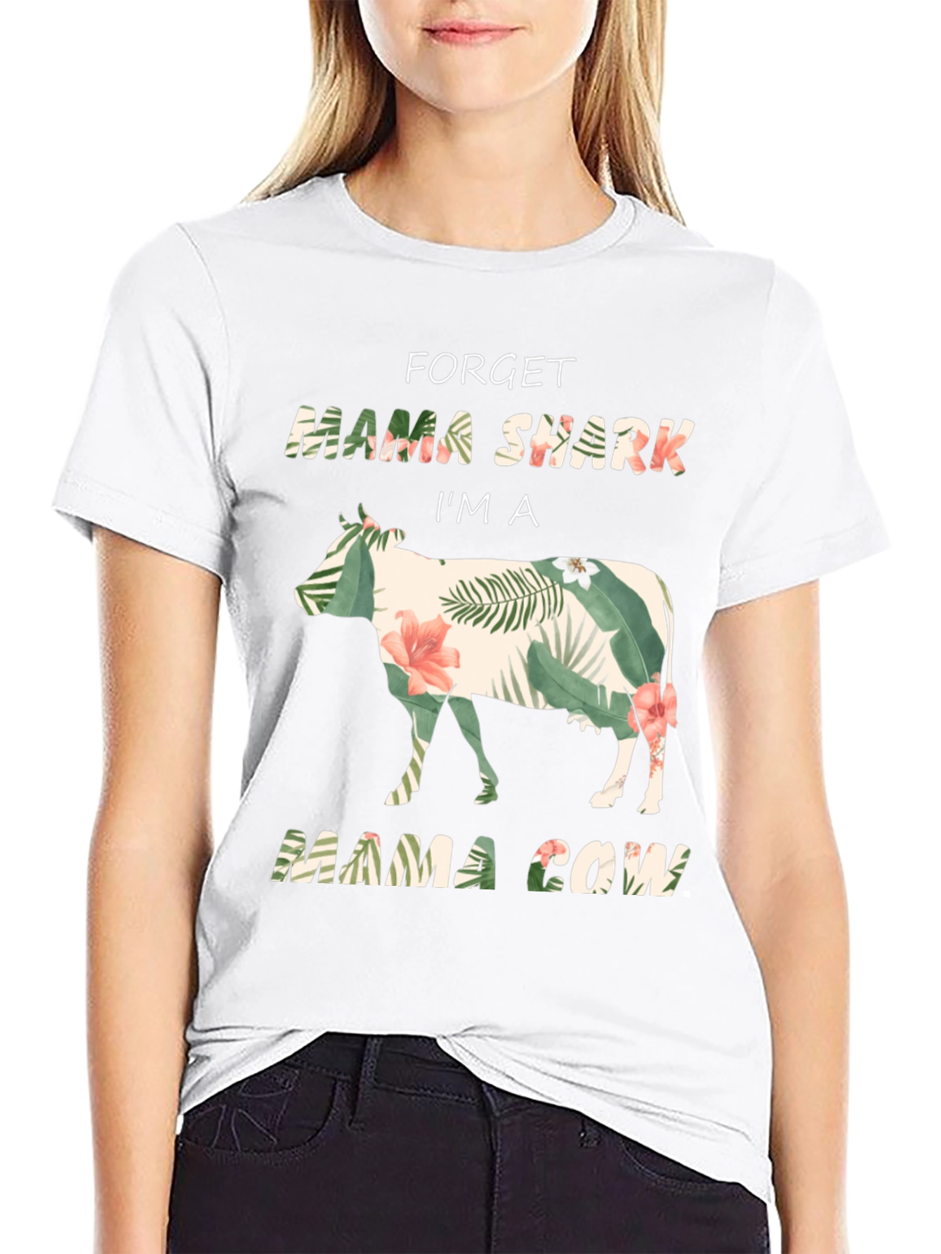 Mama Cow Graphic Tee - Floral Cow Shirt