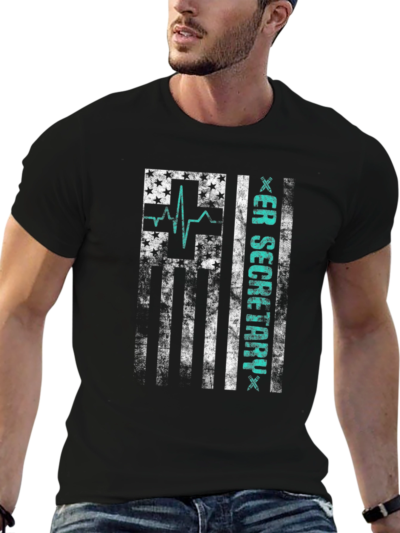 ER Secretary American Flag Graphic T-Shirt
