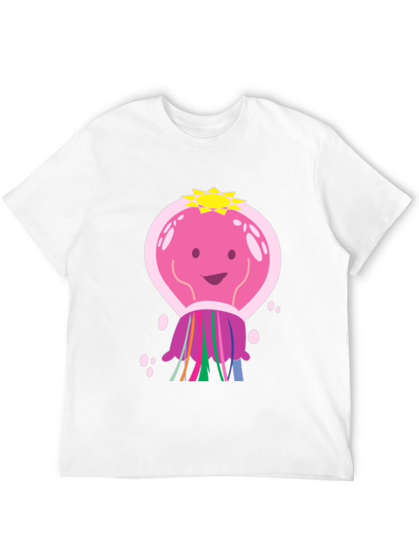 Cartoon Jellyfish Graphic Tee - Black Cotton T-Shirt