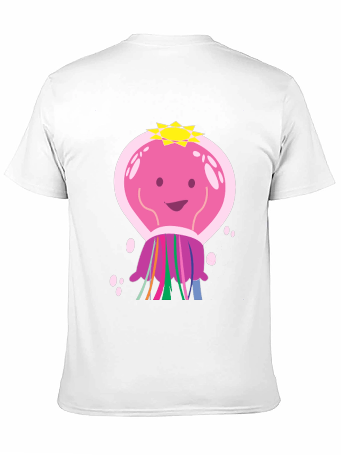 Cartoon Jellyfish Graphic Tee - Black Cotton T-Shirt