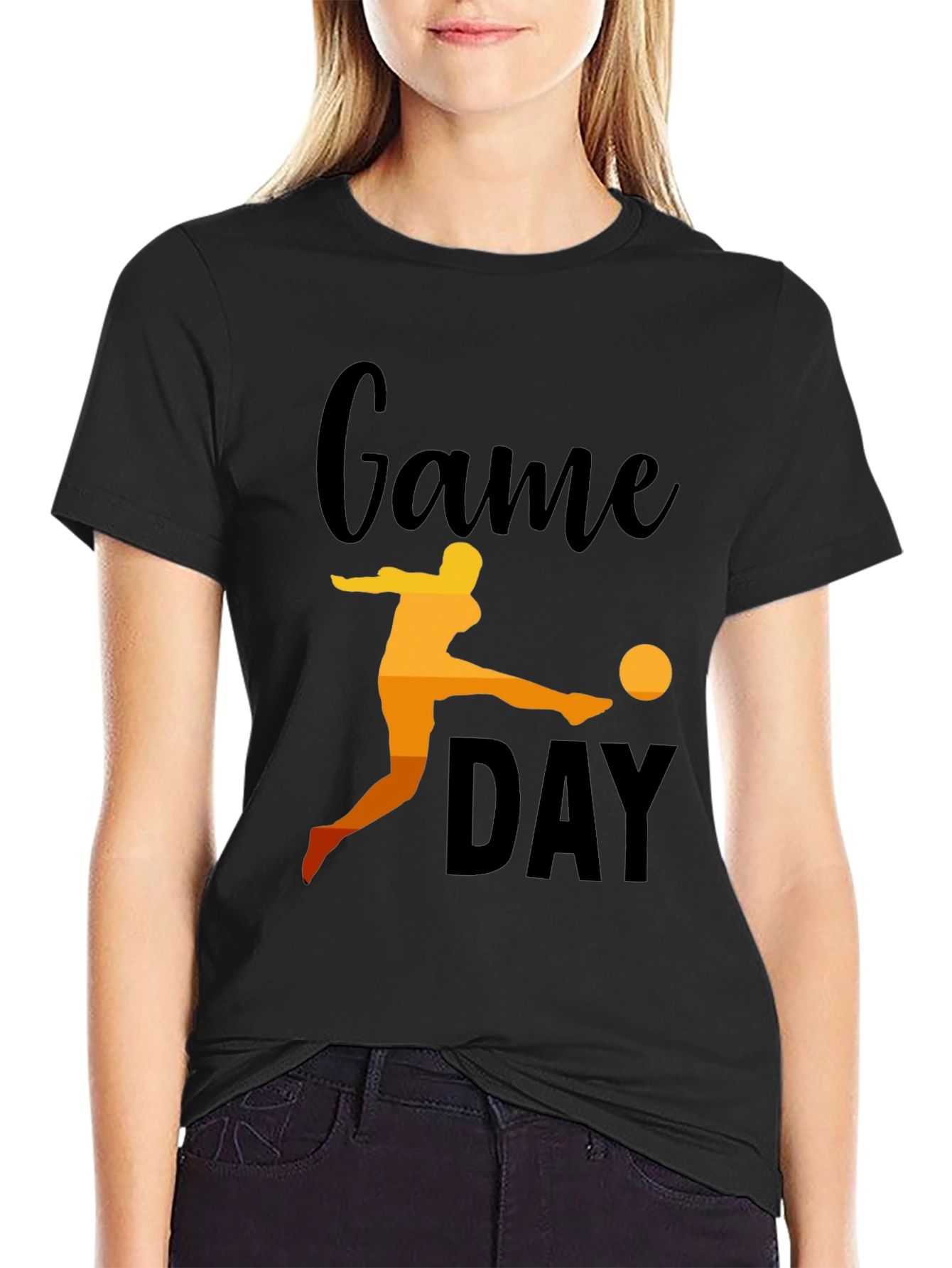 Game Day Soccer Graphic Tee - Black Cotton