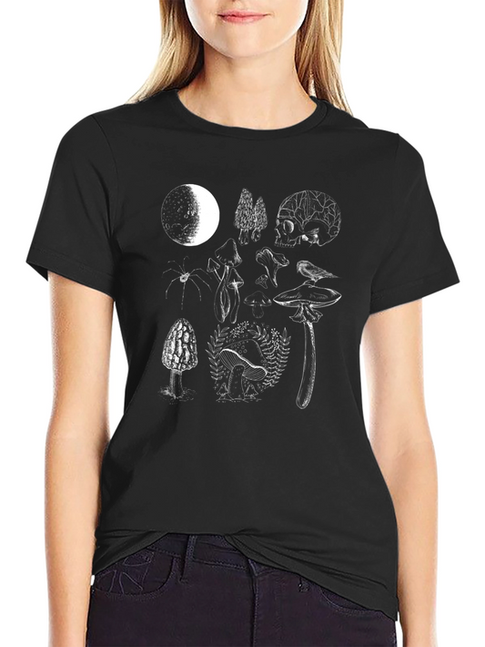 Botanical Skull Graphic Tee - Black