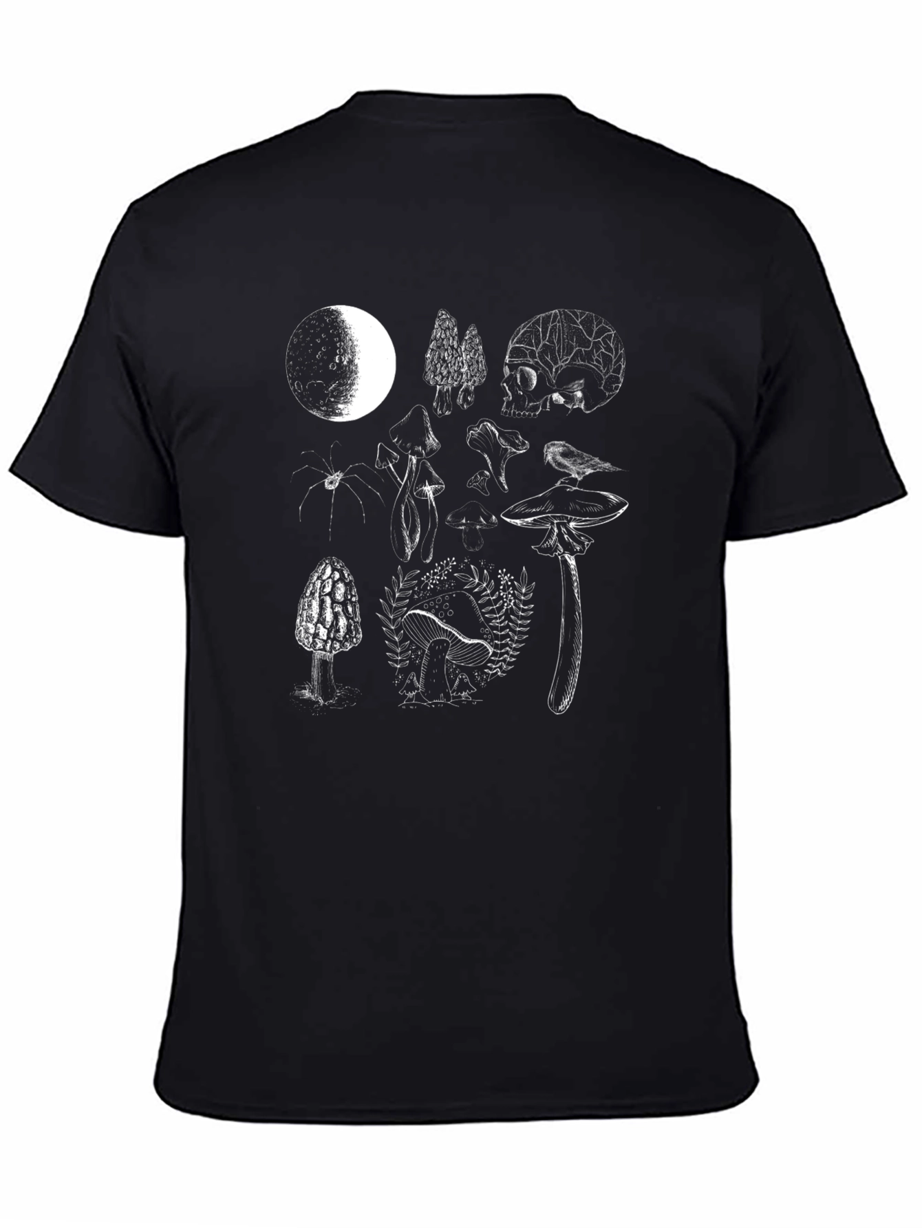 Botanical Skull Graphic Tee - Black
