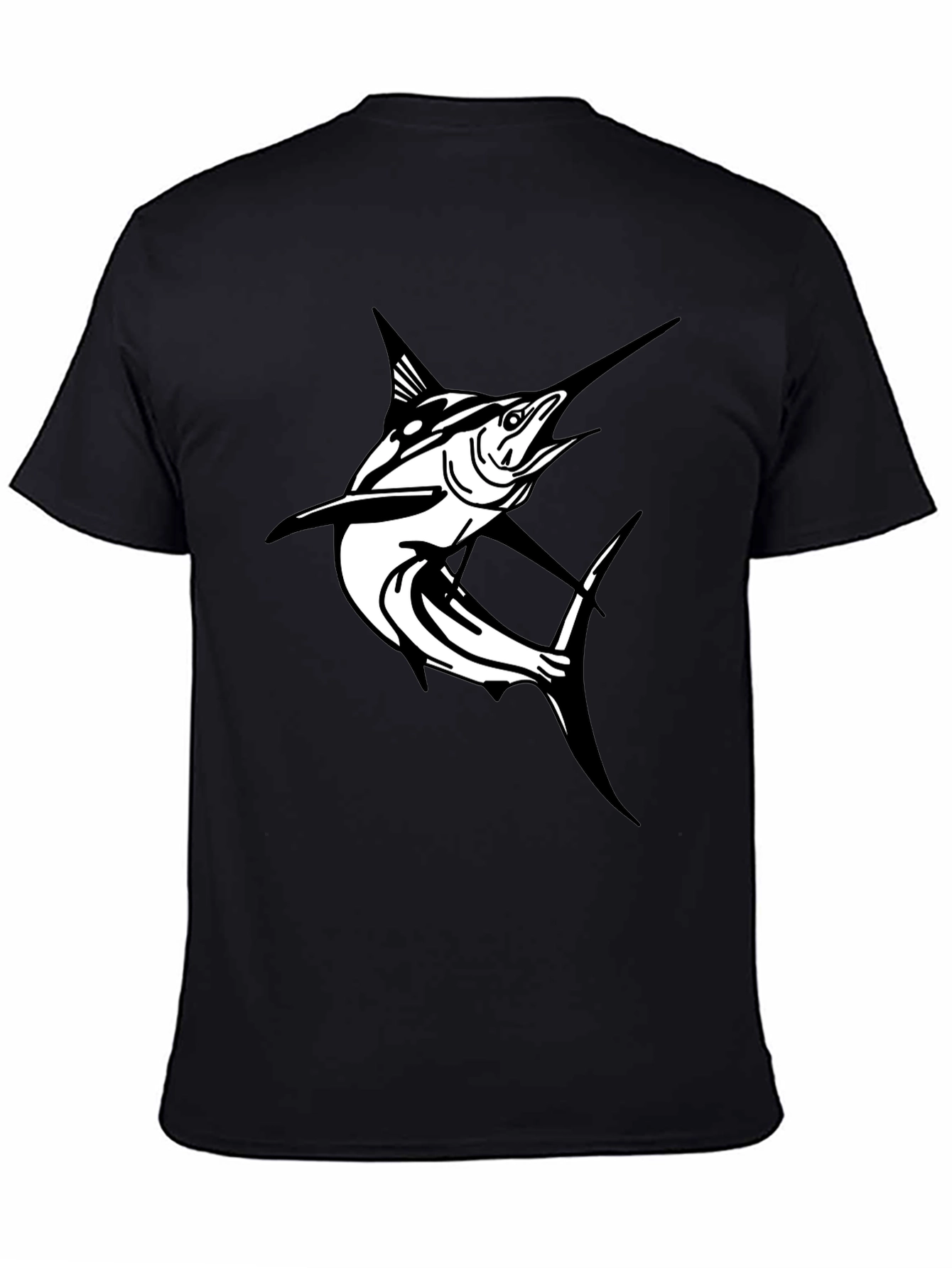 Marlin Fish Graphic T-Shirt - Black