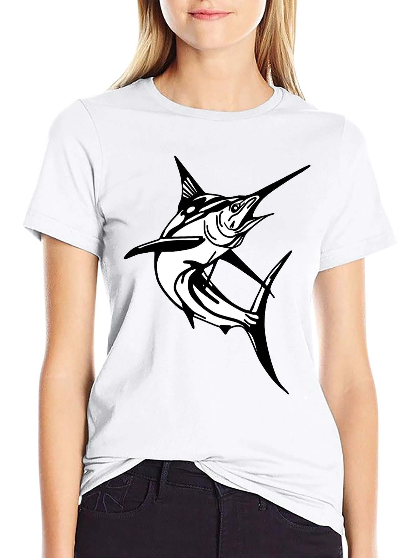 Marlin Fish Graphic T-Shirt - Black