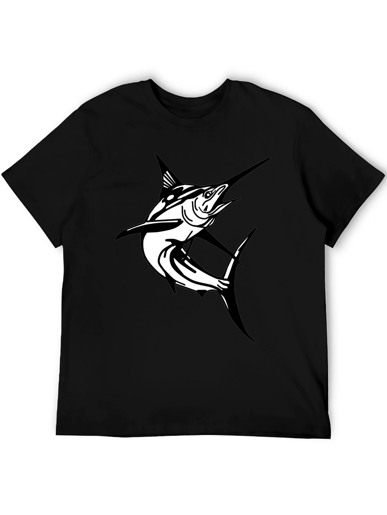 Marlin Fish Graphic T-Shirt - Black