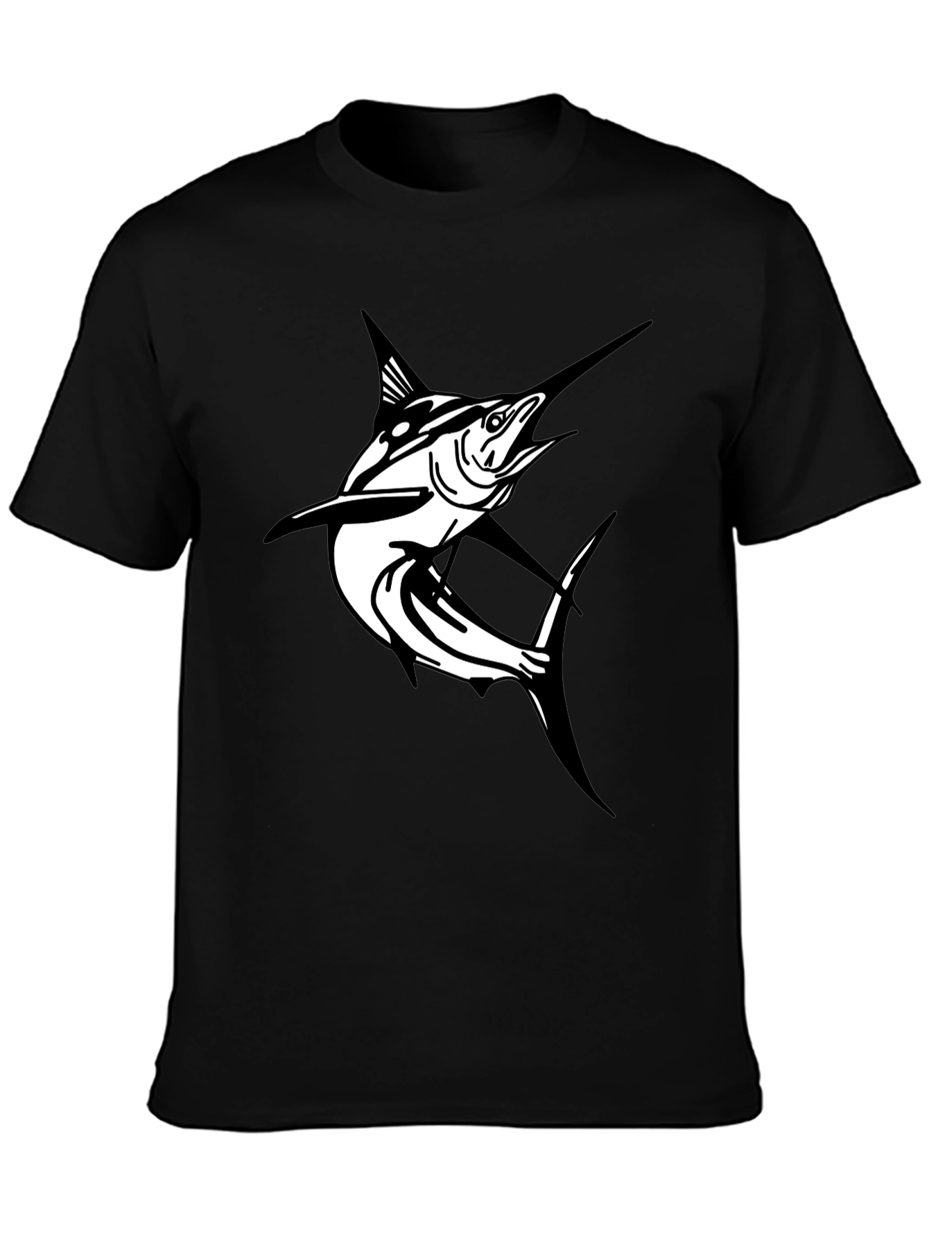 Marlin Fish Graphic T-Shirt - Black