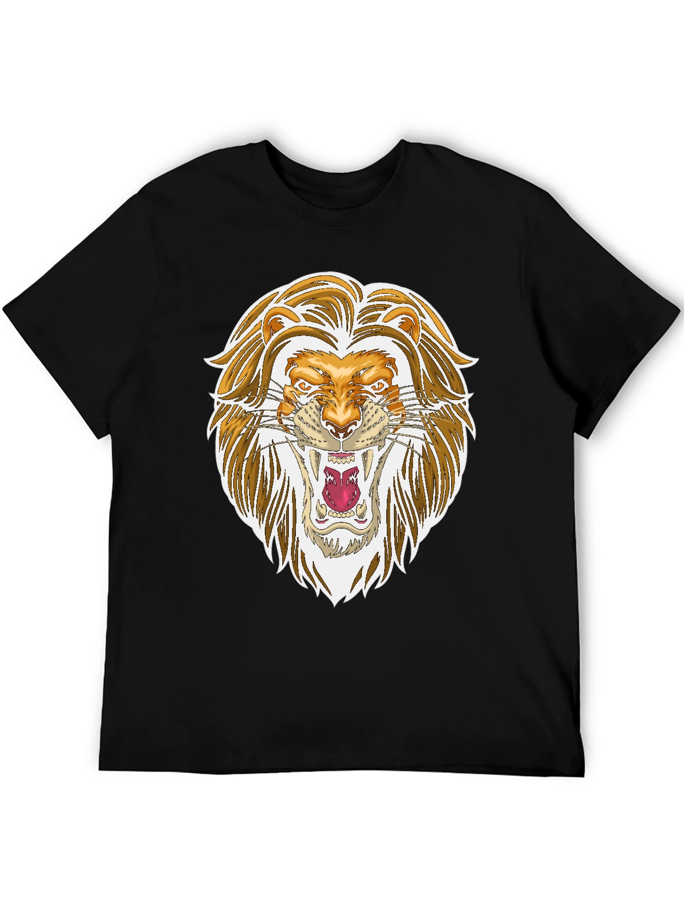 Lion Graphic Print Black T-Shirt