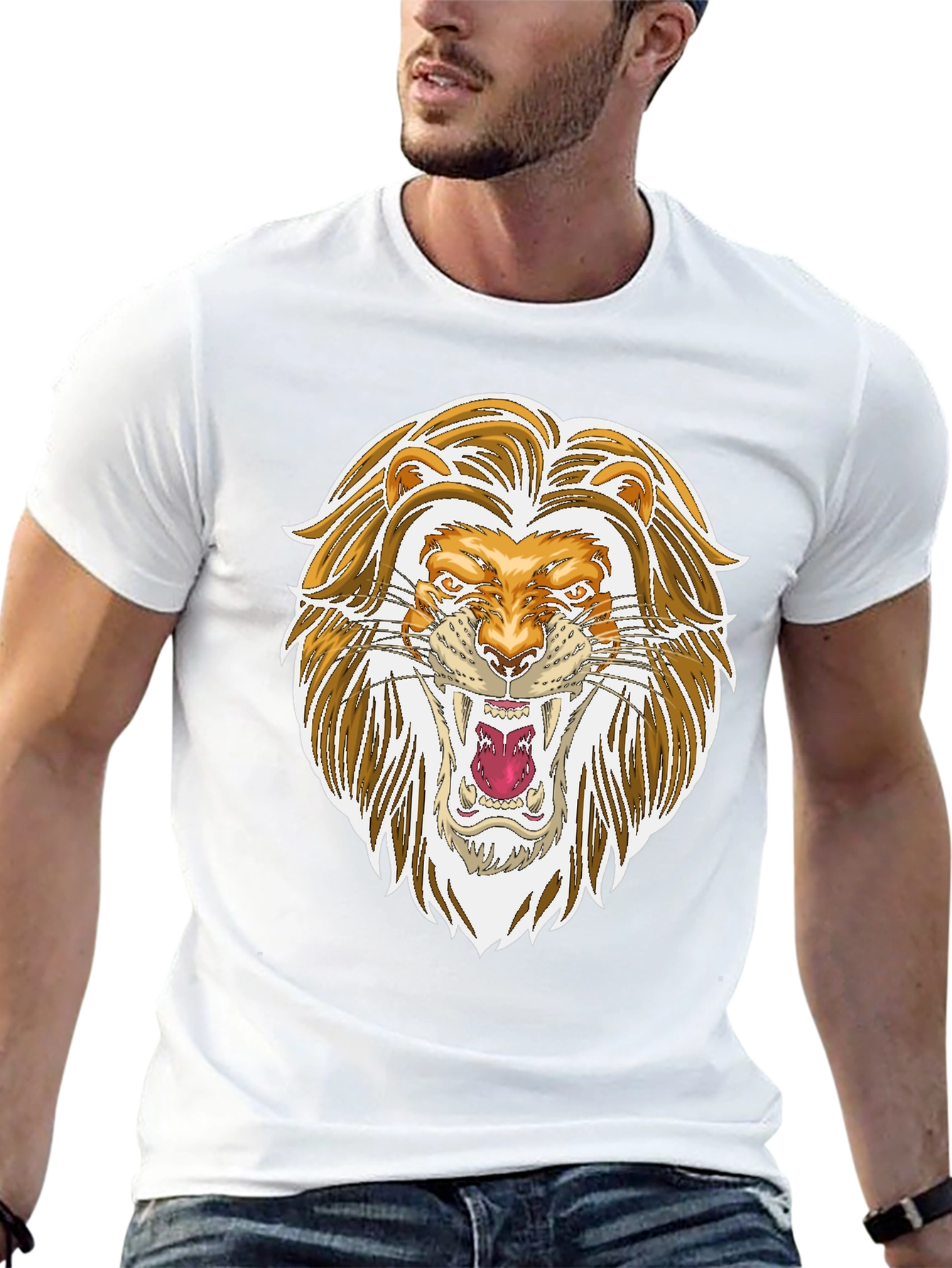Lion Graphic Print Black T-Shirt