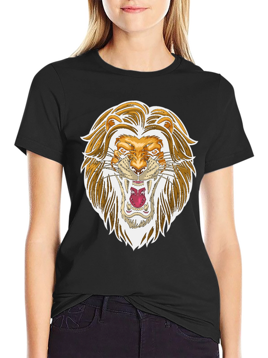 Lion Graphic Print Black T-Shirt