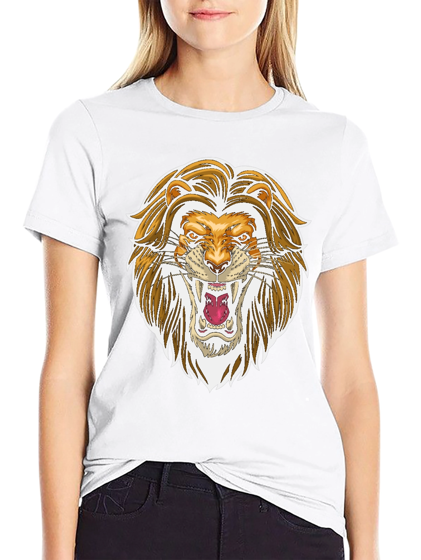 Lion Graphic Print Black T-Shirt