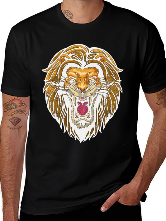 Lion Graphic Print Black T-Shirt