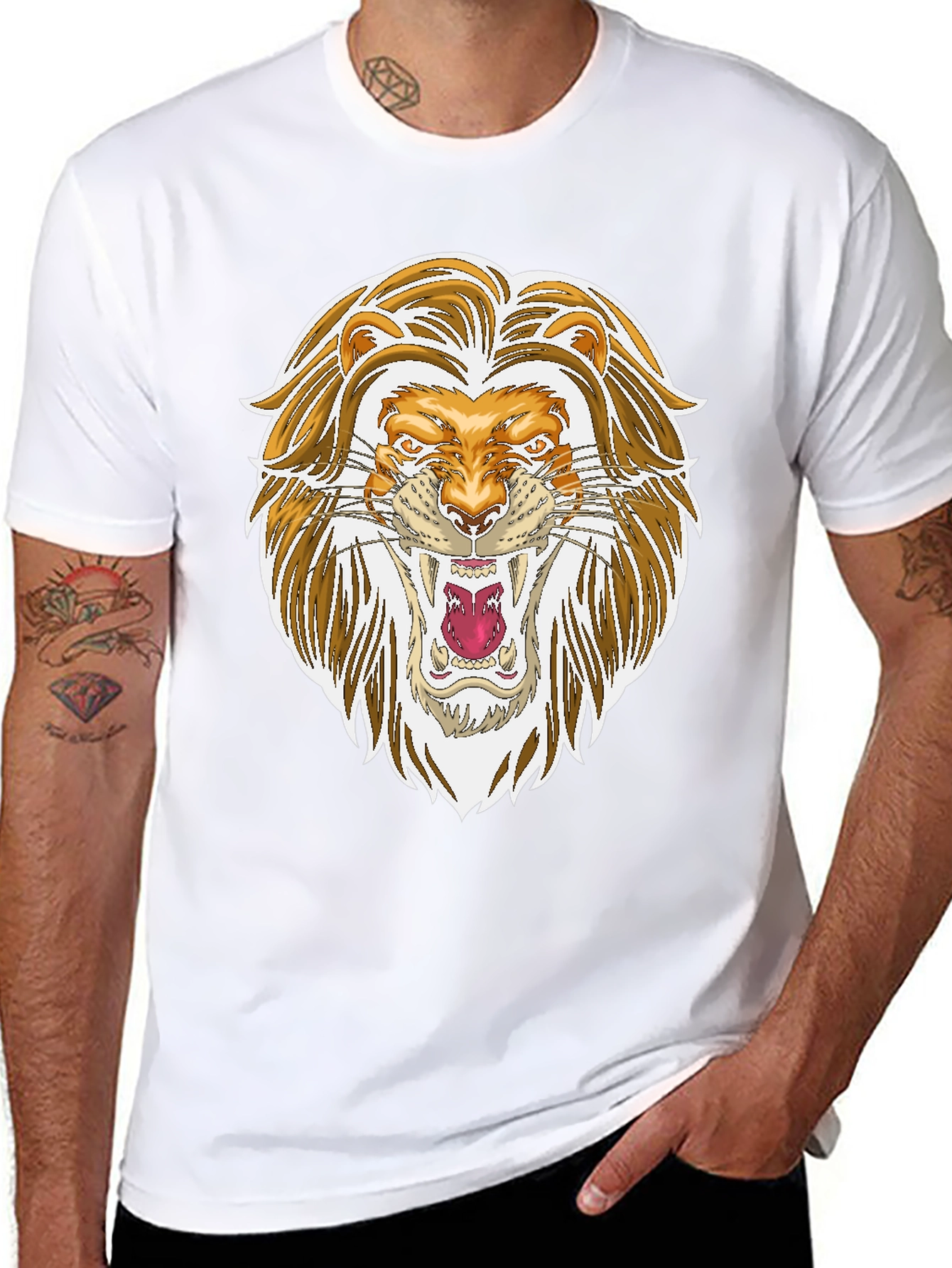 Lion Graphic Print Black T-Shirt