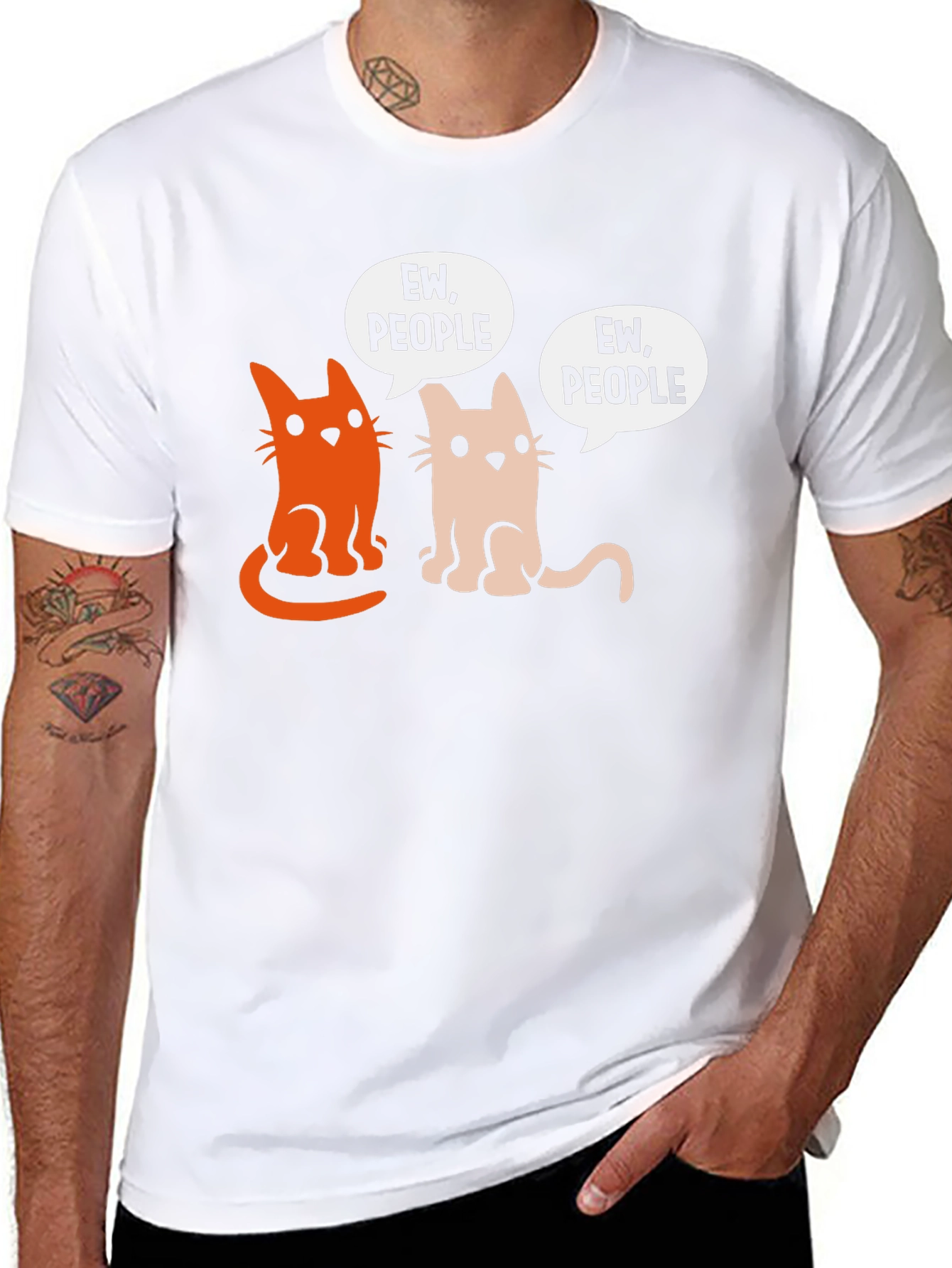 Ew People Cat Graphic Tee - Unisex Black T-Shirt