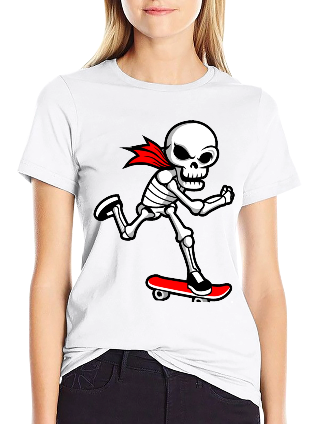 Cool Skeleton Skateboarder Graphic T-Shirt