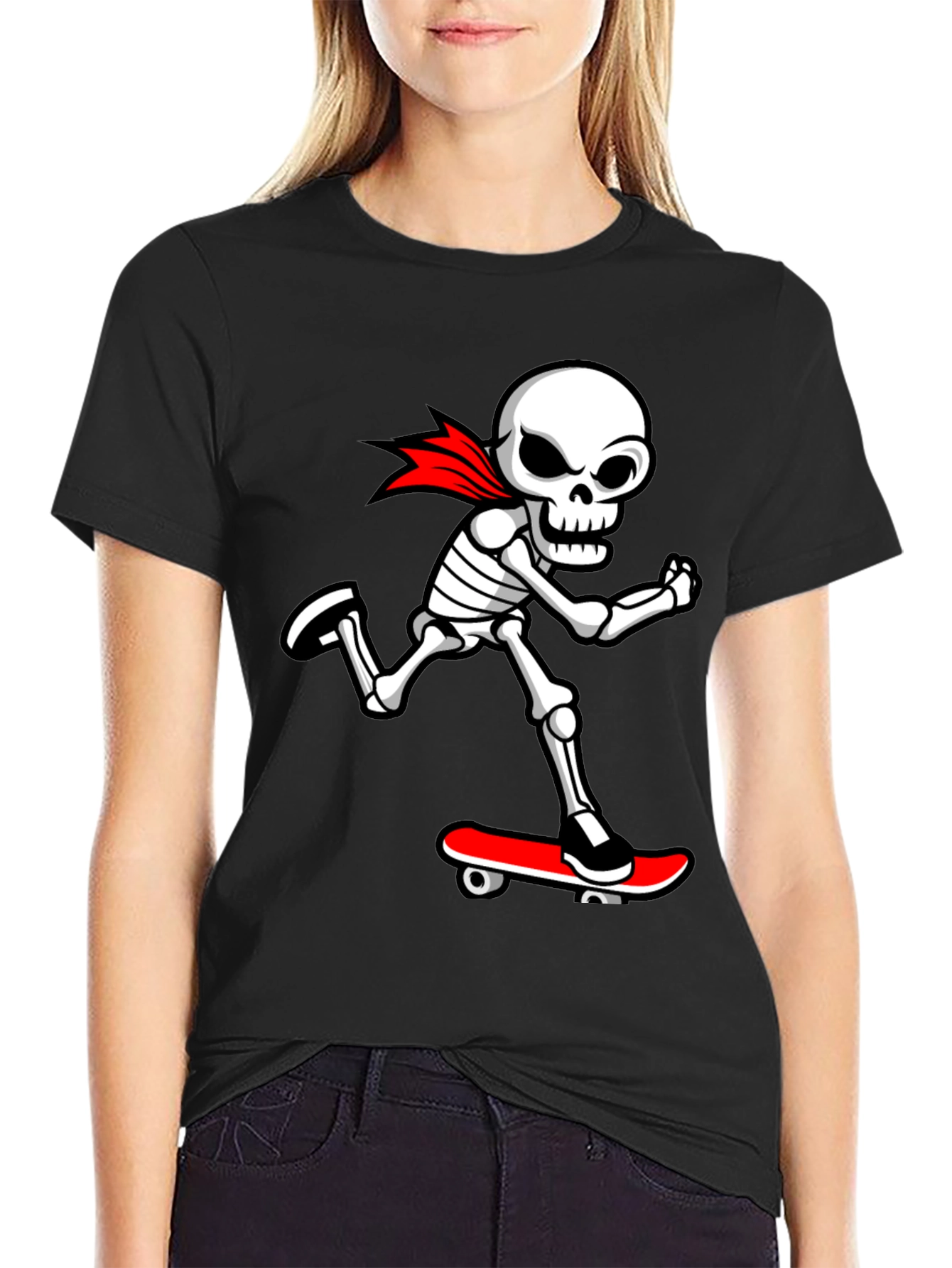 Cool Skeleton Skateboarder Graphic T-Shirt