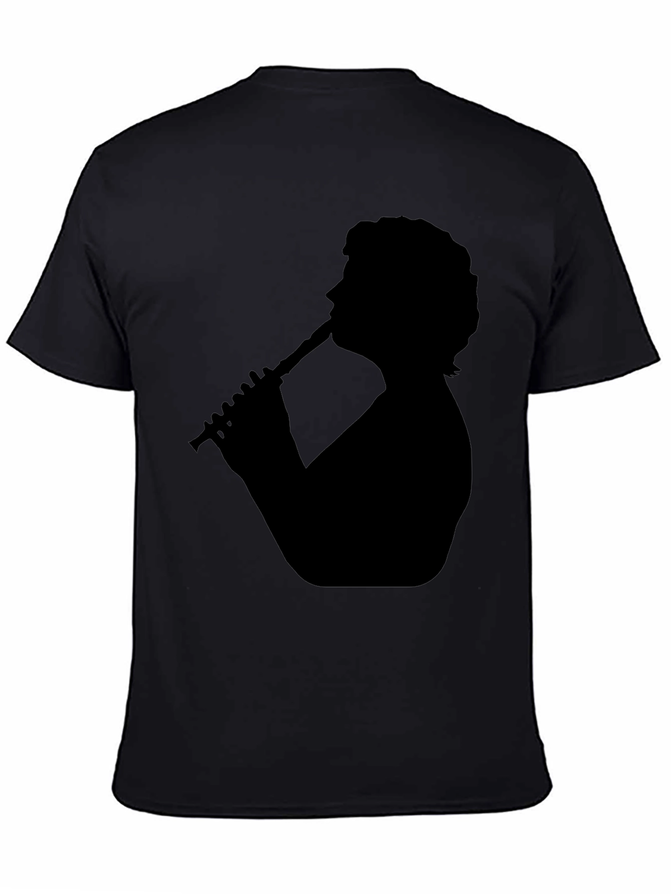 Silhouette Flute Player Black T-Shirt