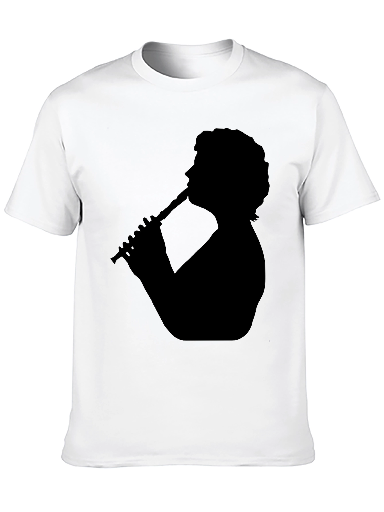 Silhouette Flute Player Black T-Shirt