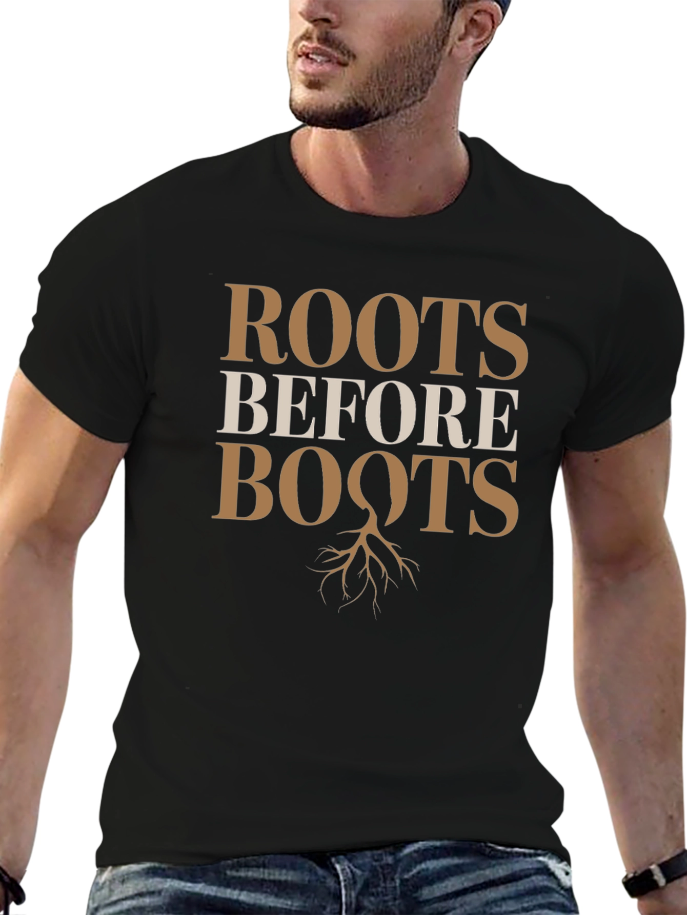 Roots Before Boots Graphic T-Shirt - Black