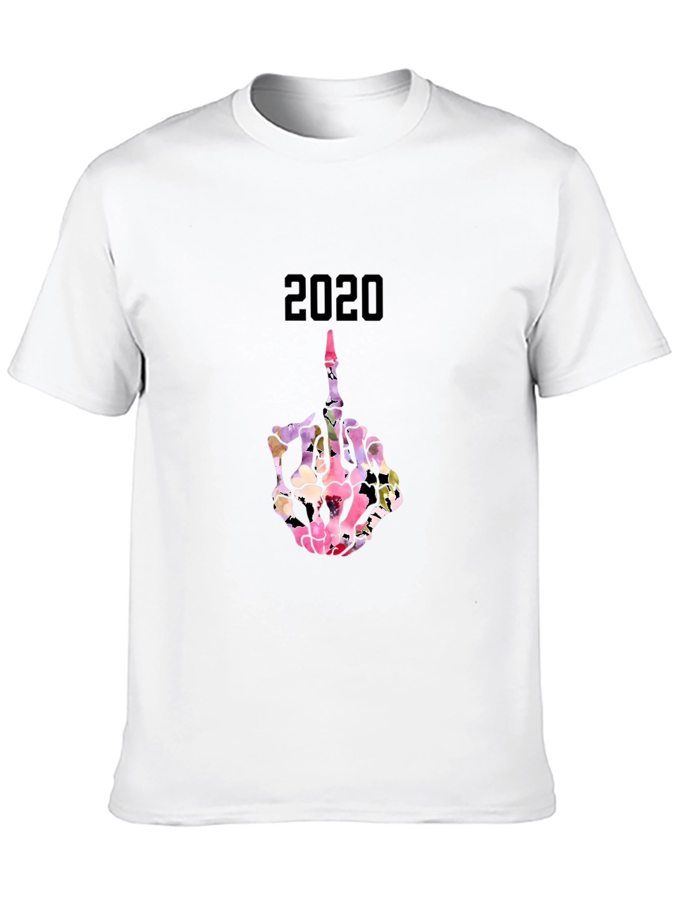 2020 Floral Skeleton Middle Finger T-Shirt