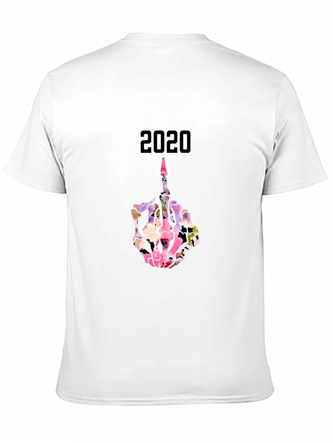 2020 Floral Skeleton Middle Finger T-Shirt