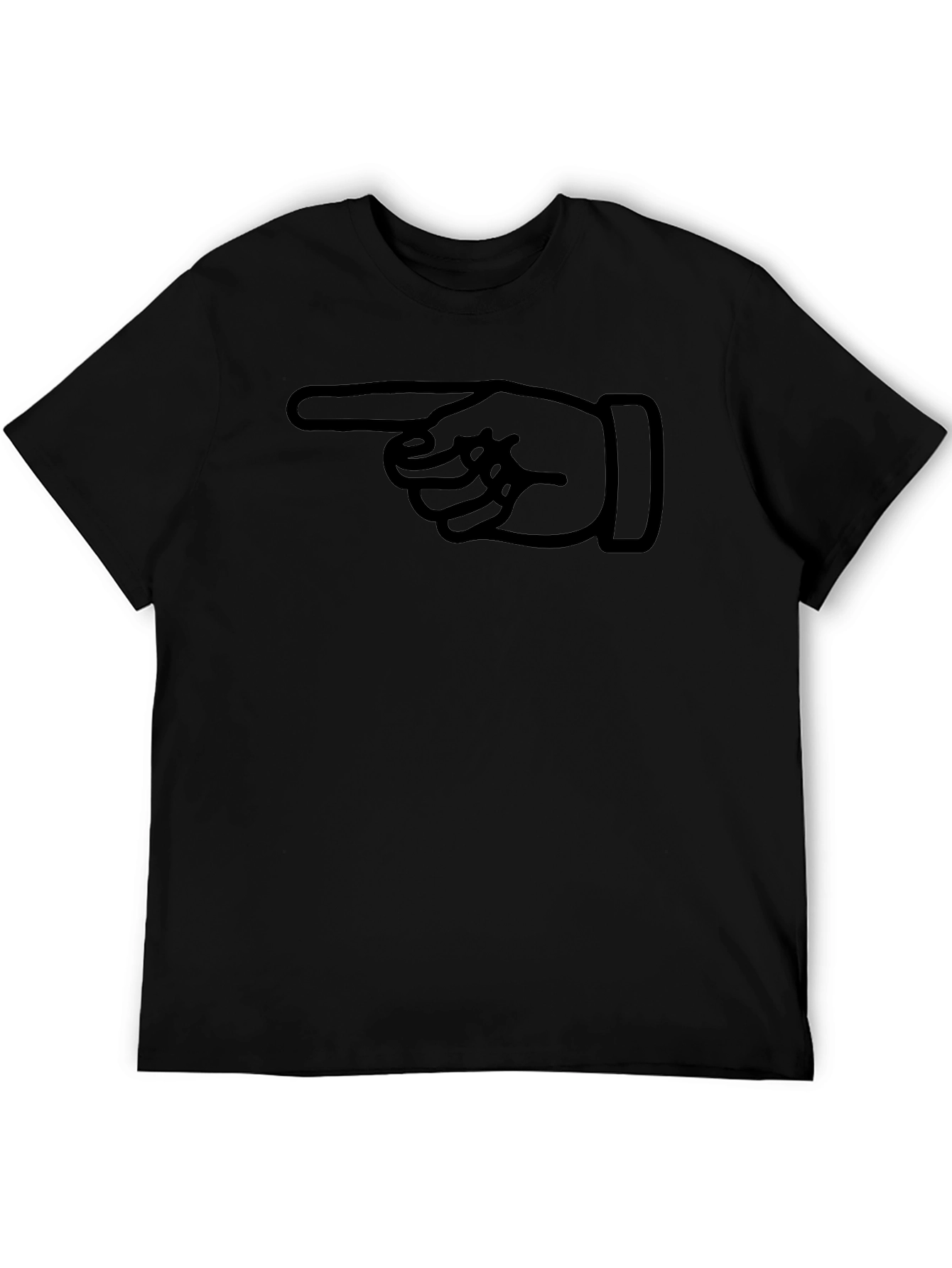 Pointing Finger Graphic Tee - Black Cotton T-Shirt
